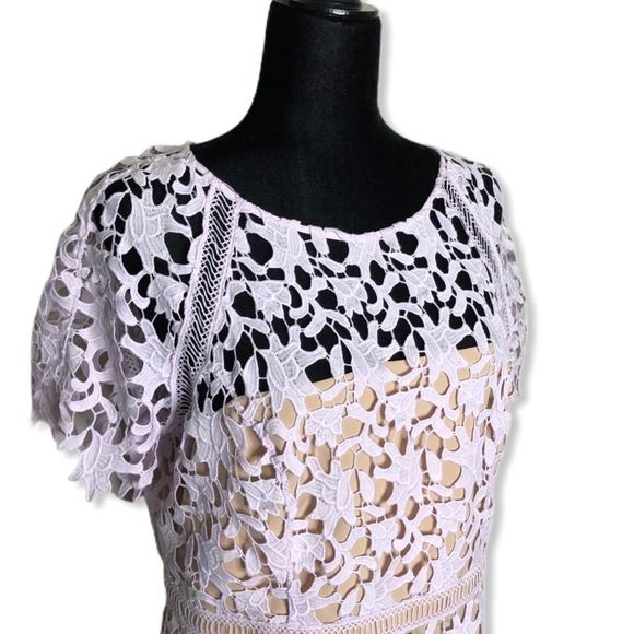 Eliza J Cap Sleeve Lilac Lace Overlay Sheath Dress NWT size 14P - Picture 2 of 8